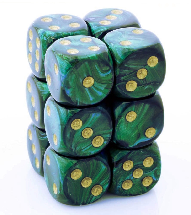 Scarab Jade/Gold - 16mm D6 Dice Block (Cheesex)