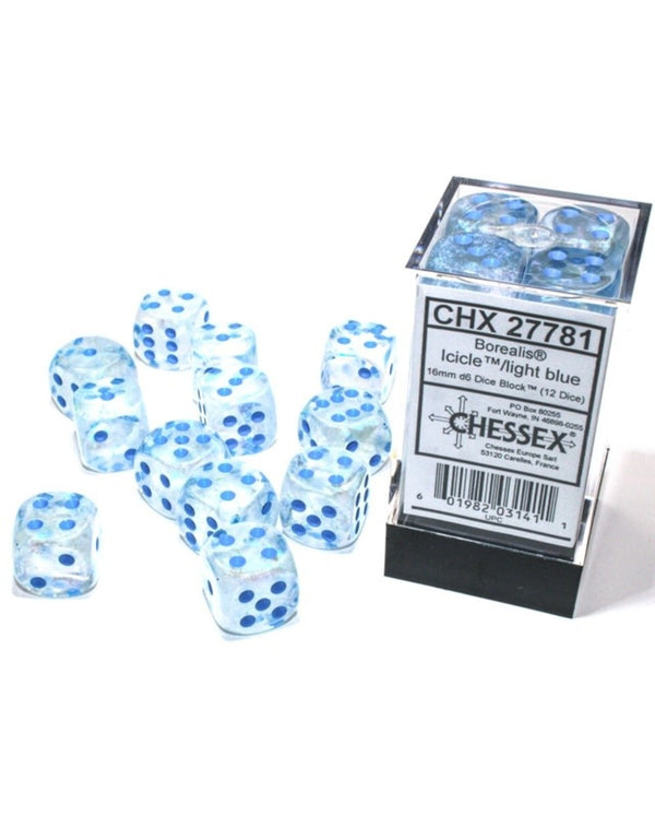 Borealis Icicle/Light Blue - 16mm D6 Dice Block (Cheesex)