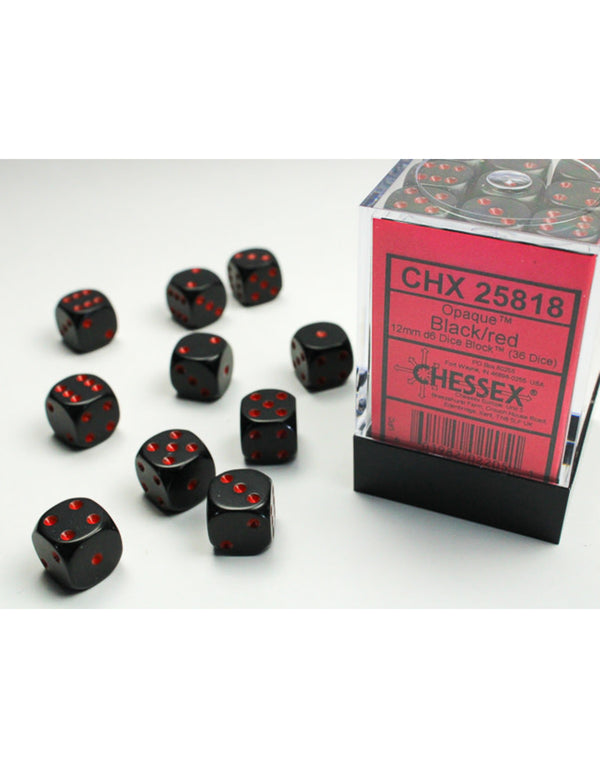 Opaque Black/Red - 12mm D6 Dice Block (Cheesex)