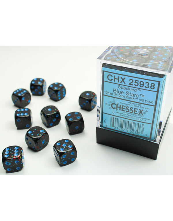 Speckled Blue Stars - 12mm D6 Dice Block (Cheesex)
