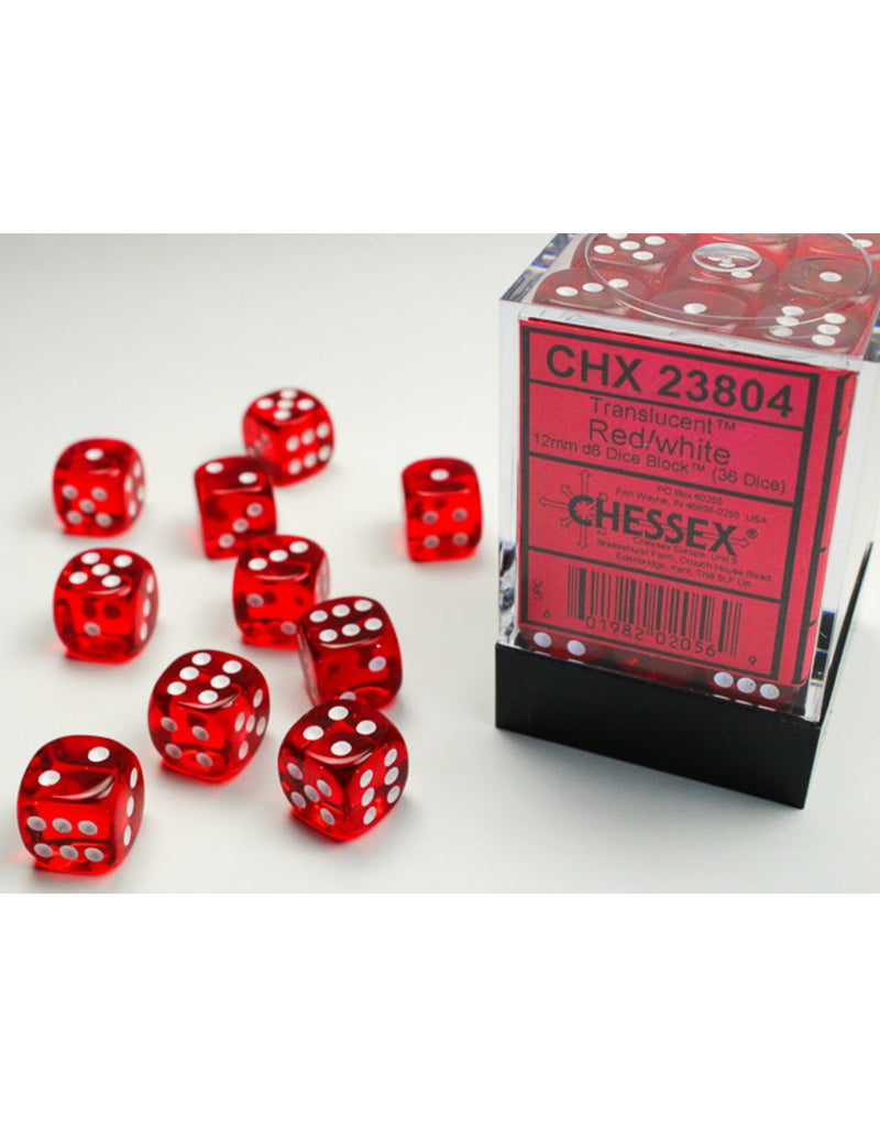 Translucent Red/White - 12mm D6 Dice Block (Cheesex)